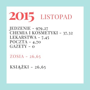 Zestawienie wydatków budżetu domowego - listopad 2015.